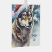 Mooie Wolf in Sneeuw Glas Ornament (Voorkant Rechts)