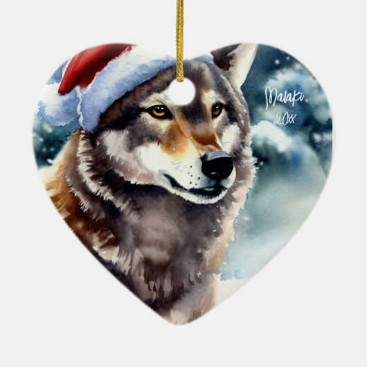 Mooie Wolf in Sneeuw Keramisch Ornament (Achterkant)