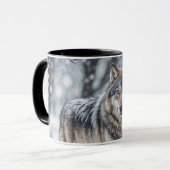 Mooie wolf in sneeuw natuur in het wild mok (Voorkant links)