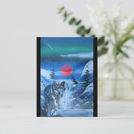 Mooie wolf in zonsondergang briefkaart (Staand voorkant)