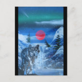 Mooie wolf in zonsondergang briefkaart (Voorkant)