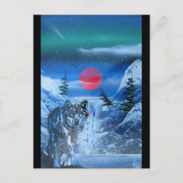 Mooie wolf in zonsondergang briefkaart