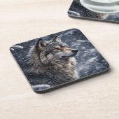 Mooie Wolf Onderzetters Winter (Linkerzijde)