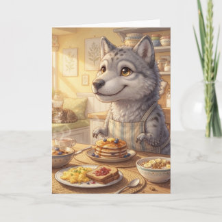 Mooie wolf ontbijt wenskaart kaart