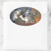 Mooie Wolf Ovale Sticker (Tas)