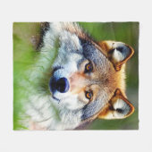 Mooie wolfkop schilderen fleece deken (Voorkant (Horizontaal))
