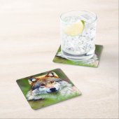 Mooie wolfkop schilderen kartonnen onderzetters (Insitu)