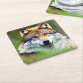 Mooie wolfkop schilderen kartonnen onderzetters (Schuin)