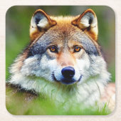 Mooie wolfkop schilderen kartonnen onderzetters (Voorkant)