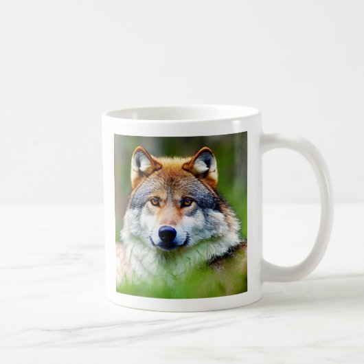 Mooie wolfkop schilderen koffiemok (Rechts)