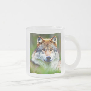 Mooie wolfkop schilderen matglas koffiemok