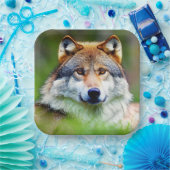 Mooie wolfkop schilderen papieren bordje (Feest)