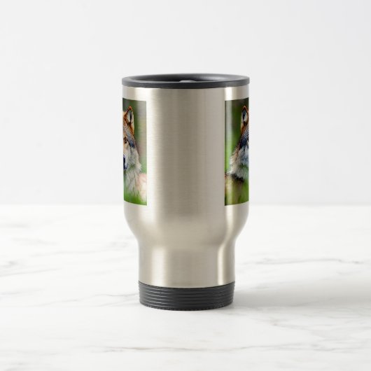 Mooie wolfkop schilderen reisbeker (Center)