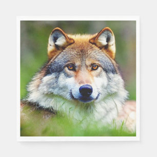Mooie wolfkop schilderen servet