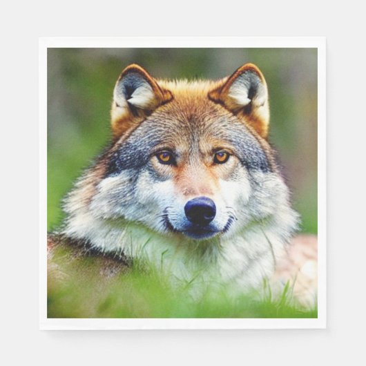 Mooie wolfkop schilderen servet (Voorkant)