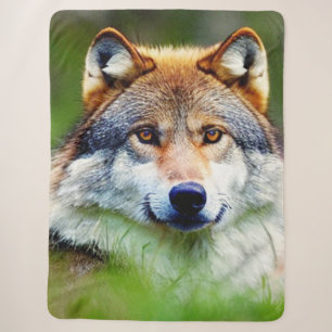 Mooie wolfkop schilderen sherpa deken