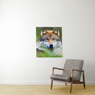 Mooie wolfkop schilderen wandkleed