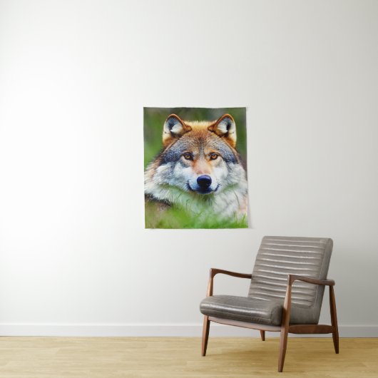 Mooie wolfkop schilderen wandkleed (In situ)