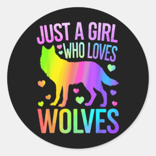 Mooie wolfkunst voor vrouwen meisjes Wof-pakket wo Ronde Sticker