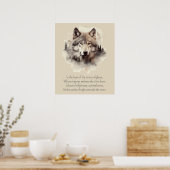 Mooie Wolfskop en Gedicht II Poster (Keuken)