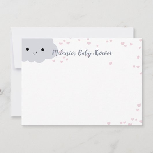 Mooie Wolk Harten Baby Shower Aangepaste Schrijfwa Kaart (Voorkant)