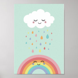 Mooie Wolk Regenboog Kinderkamer Pastel Kleur Post Poster