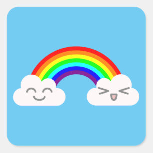 Mooie wolken en een regenboog vierkante sticker
