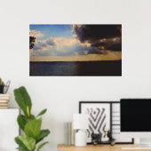 Mooie wolken en olieverf in het meer op Canvas Poster (Thuiskantoor)
