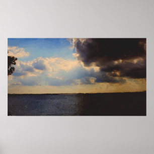 Mooie wolken en olieverf op het Canvas Poster