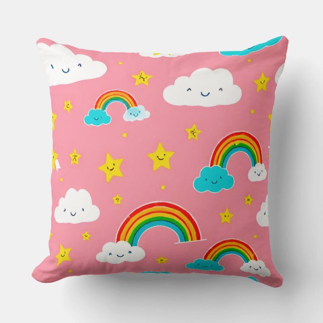 Mooie wolkenpatroon met regenbogen kussen (Voorkant)