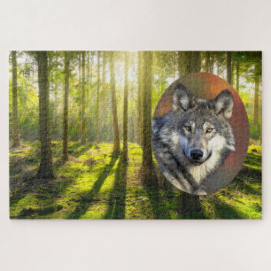 Mooie wolven en zonnebos legpuzzel