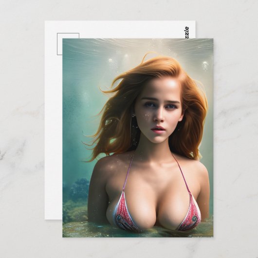 Mooie Woman Swimming Wonky AI Generated Art Briefkaart (Voorkant / Achterkant)