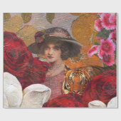 Mooie Woman Tiger Roos Garden Cadeaupapier (Vlak)