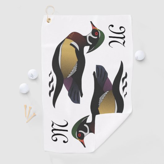 Mooie Wood Duck zwemmen Golfhanddoek (Insitu)