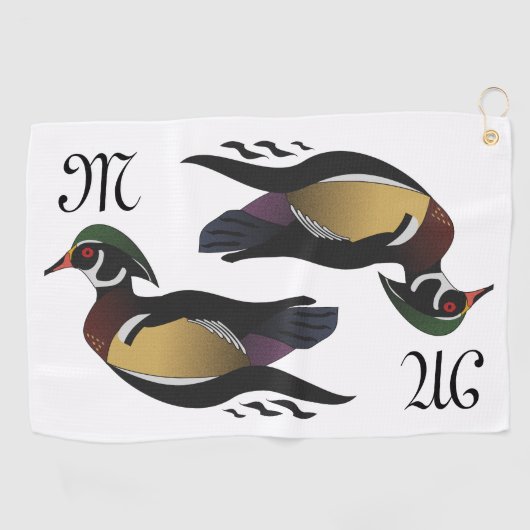 Mooie Wood Duck zwemmen Golfhanddoek (Horizontaal)