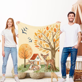 Mooie Woodland Deer Countryside Home Fleece Deken