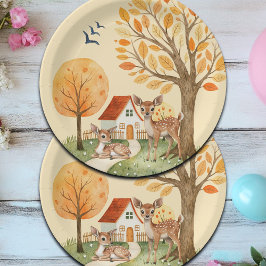 Mooie Woodland Deer Countryside Home Kinder Papieren Bordje