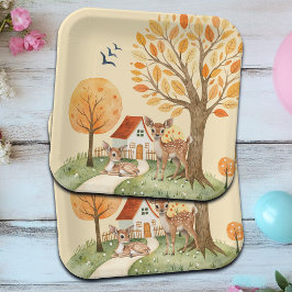 Mooie Woodland Deer Countryside Home Kinder Papieren Bordje