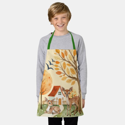 Mooie Woodland Deer Countryside Home Kinder Schort (Gedragen)