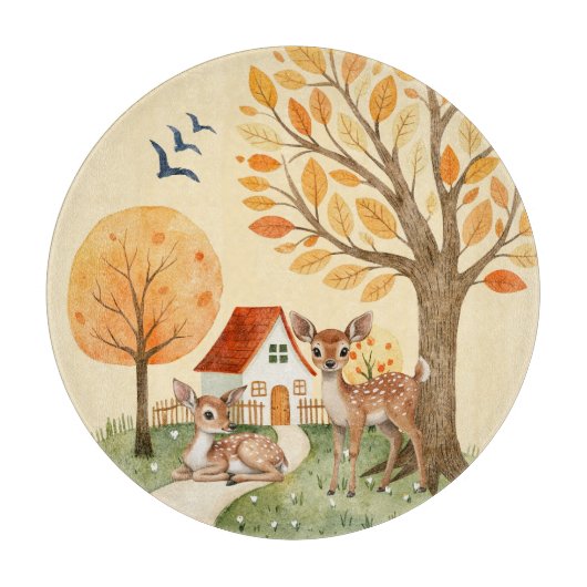 Mooie Woodland Deer Countryside Home Kinder Snijplank (Voorkant)
