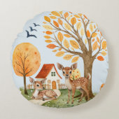 Mooie Woodland Deer Countryside Home Rond Kussen (Voorkant)