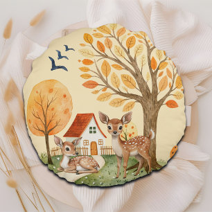 Mooie Woodland Deer Countryside Home Rond Kussen