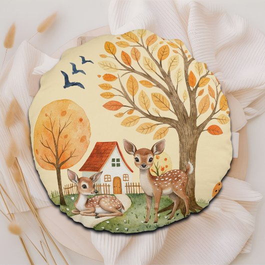 Mooie Woodland Deer Countryside Home Rond Kussen