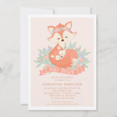 Mooie Woodland Fox Meisje Baby shower Uitnodiging (Voorkant)