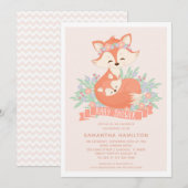 Mooie Woodland Fox Meisje Baby shower Uitnodiging (Voorkant / Achterkant)