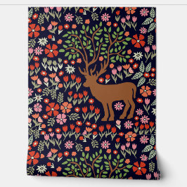 Mooie Woodland Patroon Wildflowers Rendier Behang