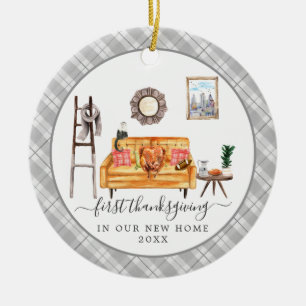 Mooie woonkamer   Eerste Thanksgiving in nieuw hui Keramisch Ornament