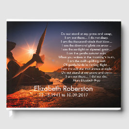 Mooie woorden op zonsondergang "Weep niet" Gastenboek