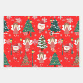 Mooie Xmas patroonbomen, rood wit groen Inpakpapier Vel (Voorkant 2)