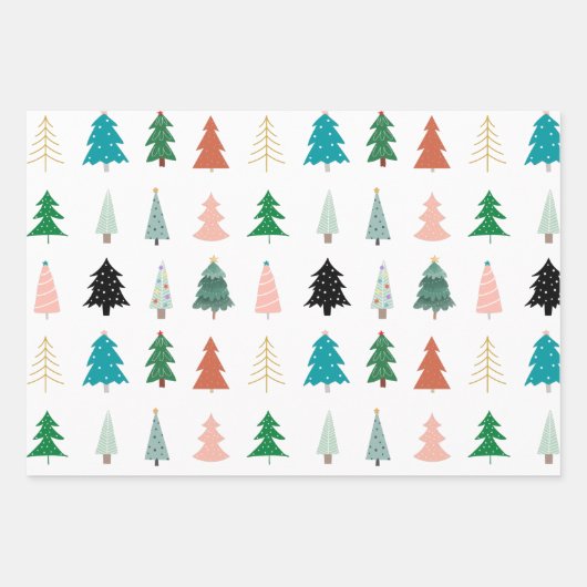 Mooie Xmas patroonbomen, rood wit groen Inpakpapier Vel (Voorkant)